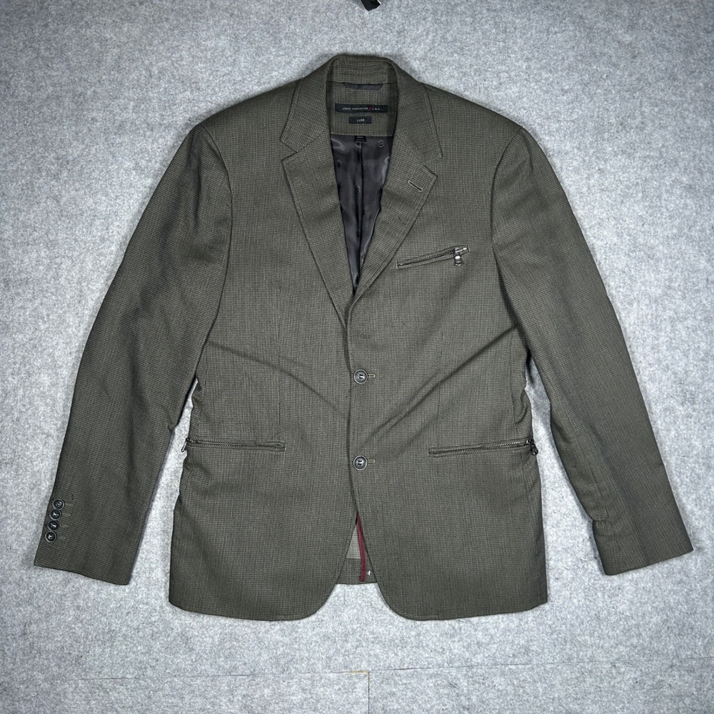 John Varvatos Blazer Men 40R Olive Green Luxe Sport Coat Edgy Designer Jacket